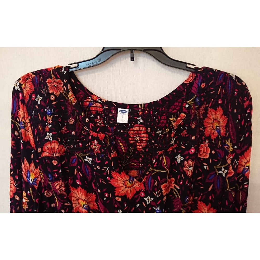 Women's Long Flowing Black Floral Old Navy Dress - Picture 2 of 8